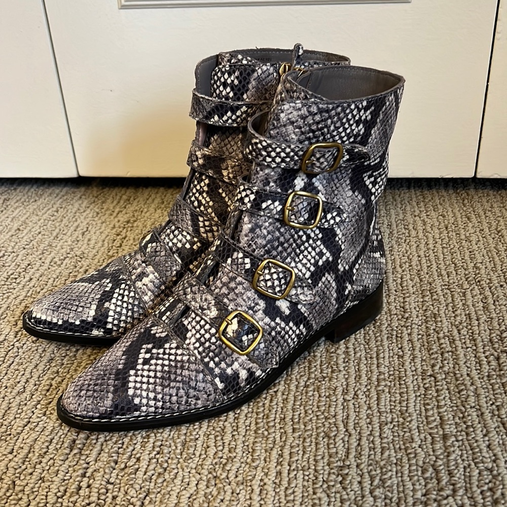 J Crew multi-buckle leather short boot